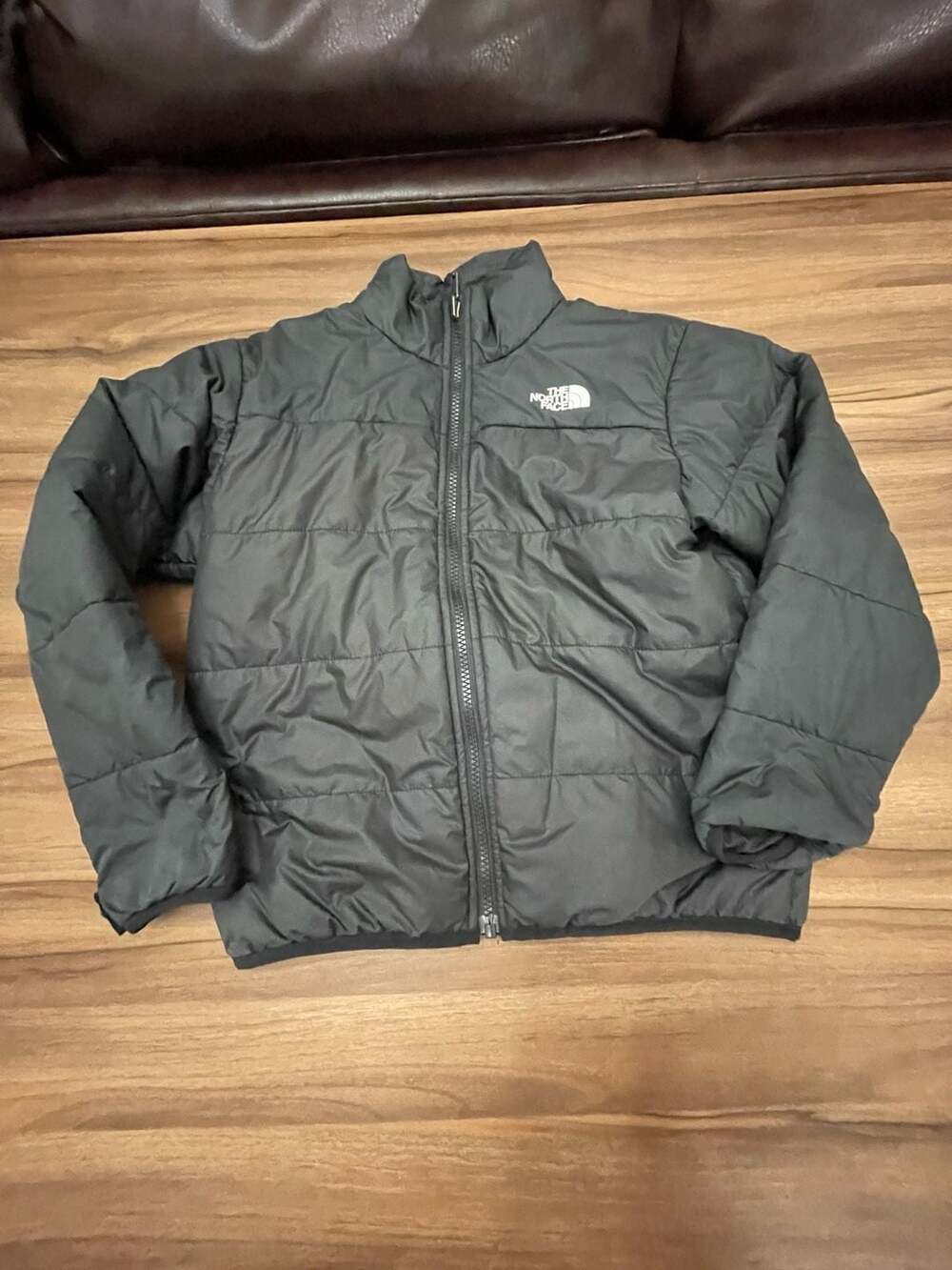 The North Face Puffer Jacket Size Boys 10 Black Quilted Zip